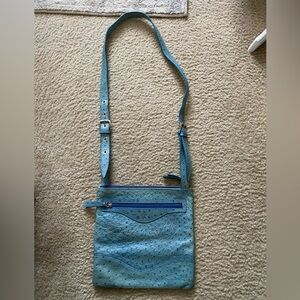 Donald J. Pliner Sky Blue Ostrich Crossbody Bag. Excellent condition!